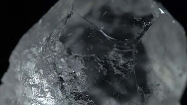 Abstract Crystal Forms A close-up, abstract composition of crystal facets, focusing on the geometric patterns and light bending in an artistic, minimalist style with gentle motion.