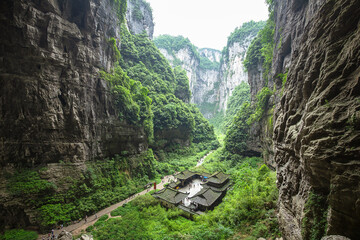 Scenery of the Three Natural Bridges in Wulong, Chongqing, China. © Yan