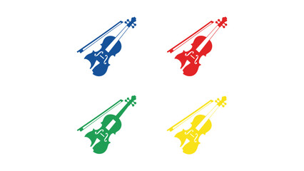 Colorful musical violins in playful, dynamic poses © Shahin Studio