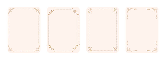 Elegant gold decorative frames templates set with minimalist ornamental borders and vintage corner for wedding invitations, certificates, branding, packaging, greeting cards, luxury stationery.Vector © Ilonka eva