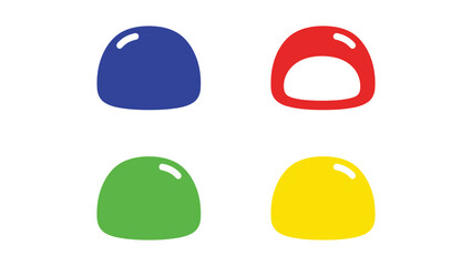 Four colorful rounded shapes resembling stylized mushrooms or buttons in a grid layout © Shahin Studio