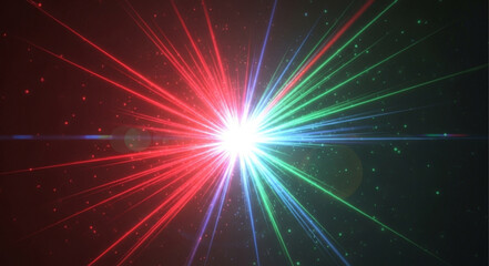 Bright Laser Beams Exploding Outward From a Central Point.