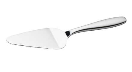 Fototapeta premium A stainless steel cake server with a smooth, curved blade and a sleek, polished handle.