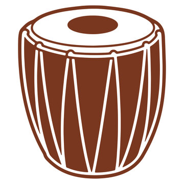 Stylized Tabla Illustration in Brown and White Simple Musical Instrument Image