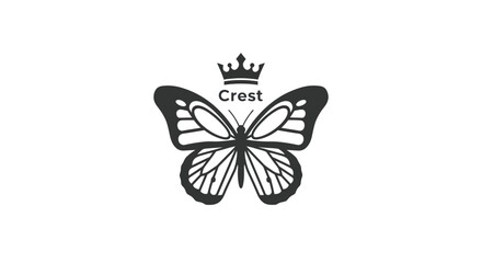 Butterfly with Crown and Crest Logo - Elegant Insect Emblem © Alienmarsh