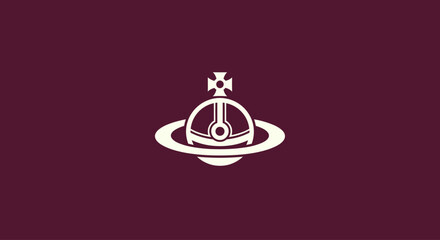 White Saturn Orb Logo on Deep Burgundy Background © Alienmarsh