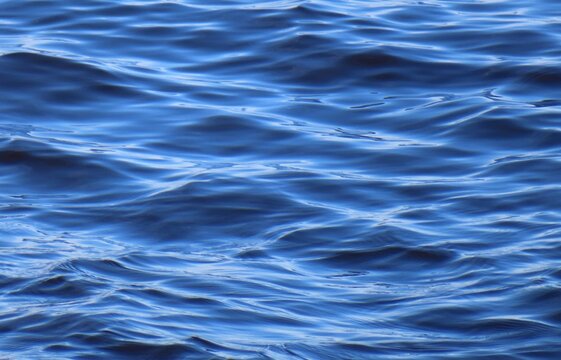 Bright blue water surface with soft waves as a background