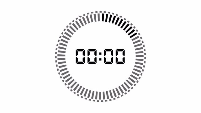 Digital 5 Second Countdown Timer with Circular Progress Bar Motion Graphic Animation 4k video animation seamless loop