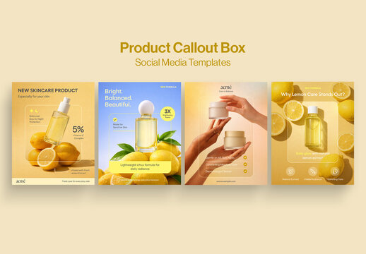 Ad Creative Social Media Template for Product Promo Advertisements & Story Post, Skincare Ad Banner