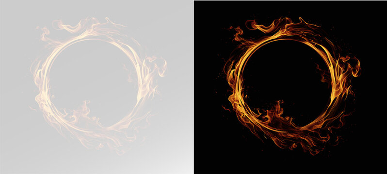 Abstract glowing fire swirl with intense burning flames and golden light aura png