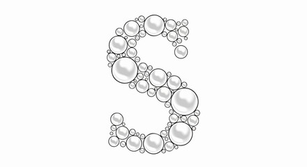 Obraz premium The letter S formed by a collection of shiny, round spheres