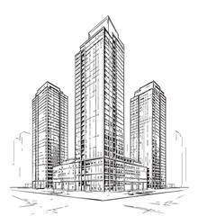 High rise building sketch. Architecture