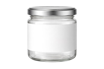 Empty Glass Jar with Metal Lid Isolated on transparent background