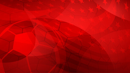 Vibrant red soccer ball with USA stars pattern background for world cup theme in USA, featuring bold colors and dynamic design.