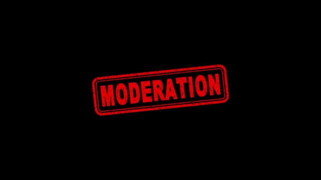 Textured Moderation text animation. moderation Rubber Stamp motion. impression slide down rubber seal 4k video.