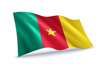Obraz premium Cameroon Waving Flag Isolated on White