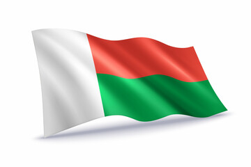 Obraz premium Madagascar Waving Flag Isolated on White