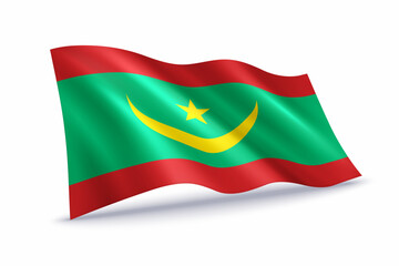 Mauritania Waving Flag Isolated on White