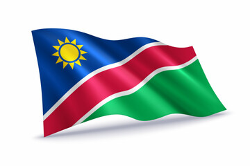 Namibia Waving Flag Isolated on White