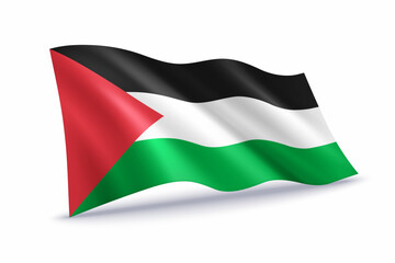 Palestine Waving Flag Isolated on White