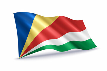 Fototapeta premium Seychelles Waving Flag Isolated on White