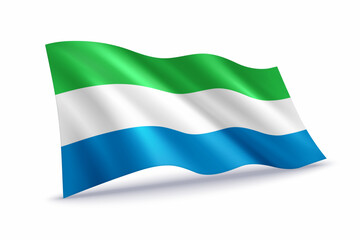 Obraz premium Sierra Leone Waving Flag Isolated on White