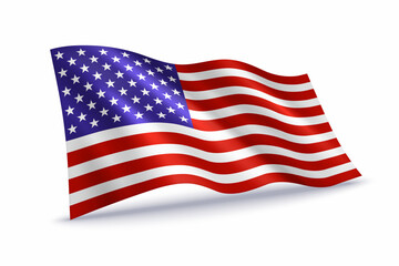 United States Waving Flag Isolated on White