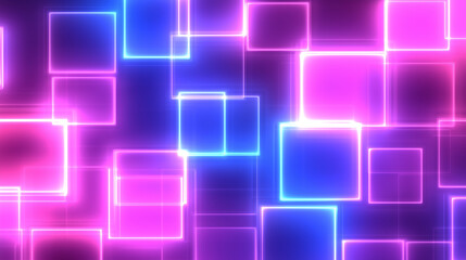 Vibrant Neon Squares in Pink and Blue Hues Abstract Background.