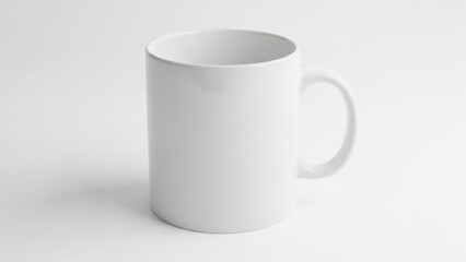 Obraz premium Elegant plain ceramic mug showcasing minimalist design with smooth white finish and ergonomic handle