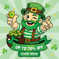 St Patrick&rsquo;s Day Festival Banner Poster , saint Patrick;s day retro flyer illustration