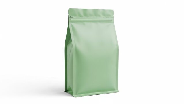 Eco-friendly standing green pouches perfect for organic tea, coffee, or herbal products packaging