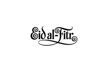 Fototapeta premium Elegant Eid al-Fitr calligraphy with decorative swash