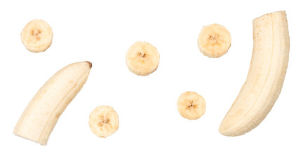 Banana slices isolated on a white background, top view © Alexander