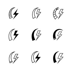 Obraz premium Lightning Bolt Icons: Energy, Power, and Electricity Symbols Collection