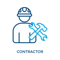 Naklejka premium Contractor Icon Outline Color Style. Vector Illustration For Graphic Design