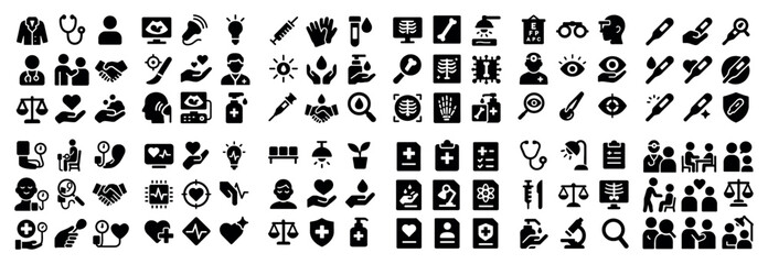Fototapeta premium Medical icons with doctor stethoscope syringe outline