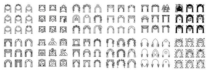 Ceremony icons with arches curtain drape minimal