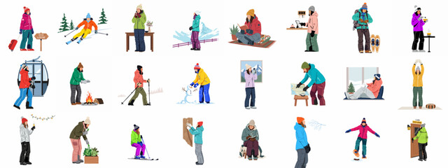 Winter Sports & Leisure: People Enjoying Snowy Mountain Adventures and Cozy Lodge Retreats © Sabiqul
