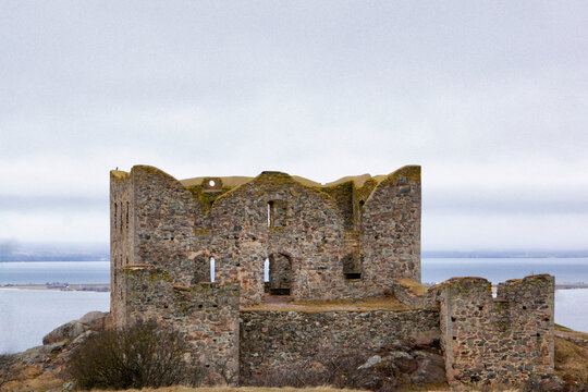 The ruins of Brahehus Castle are located by the lake Vattern near Granna in Smaland, Sweden. The castle was abandoned by the 1680s and suffered a fire in 1708