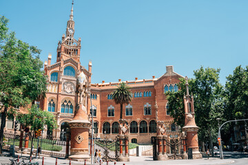 Exterior of Sant Pau Hospital in Barcelona, Spain