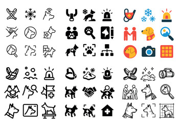 Obraz premium Pet care icons with dogs and collars flat