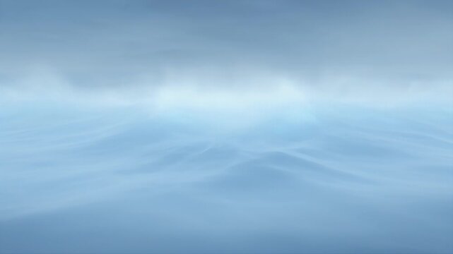 Ethereal light illuminates a misty, abstract seascape with soft blue and white tones