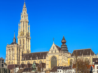 Obraz premium Traditional Cathedral building in Antwerp, Belgium