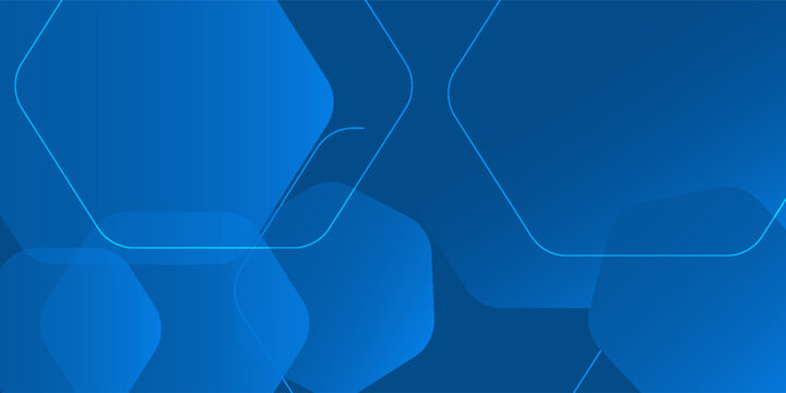 Abstract Blue Hexagon Background with Futuristic Geometric Shapes and Digital Network Lines for Technology and Business Corporate Identity. vector illustration