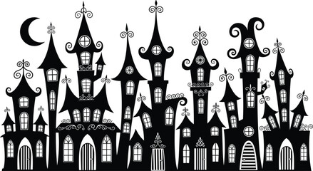 Set of Ten Elegant Female Fashion Silhouettes Featuring Women in Evening Gowns and Summer Dresses in Various Poses Isolated on White Background for Design