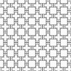 Black and White Plus and Square Pattern &ndash; Minimal Geometric Seamless Line Art Background
