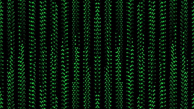 Green binary code on a black background, digital data stream, computer code, programming, technology, cyber.