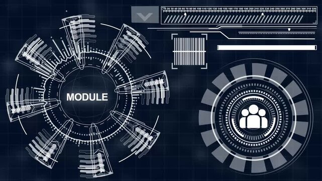 Modern user interface Hud with "Module" element in scheme, perfect for technology, or science fiction themed projects and presentations. 4k video