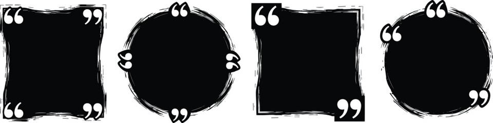 Brushstroke quote boxes set, square and circular frames, artistic grunge style, creative design elements for social media, typography highlights © Faruk Here