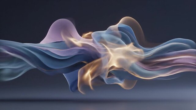 Soft abstract ribbons drift at dusk against a deep navy gradient background